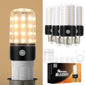 Neporal BlazeMax Battery Operated Light Bulb Bright, Rechargeable Light Bulbs with Remote and Time for Lamp and Sconce, Socket USB Rechargeable, Wide Dimming Range Battery Powered Light Bulb Home