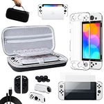 Benazcap Case Compatible with Nintendo Switch OLED,Accessories Bundle Include Nintendo Switch Oled Carry Case, Clear Cover（Support charging dock and link TV), Screen Protector, USB Cable so on