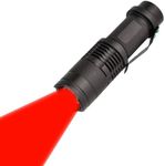 Red Light LED Flashlight 1 Pack, Zoomable, Water Resistant, 1 Light Modes, Adjustable Focus Light for Camping, Hunting, Hiking, Night Vision, Night Fishing, Astronomy and Emergency (Black Shell)