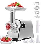 VNIMTI Meat Grinder Electric, 2800W Meat Mincer Machine, Upgraded Sausage Maker Stainless Steel with 3 Cutting Plates, Sausage Stuffer Tube & Kubbe Kit for Home Kitchen Use (Upgrated - Silver)