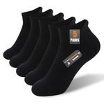 Jzy Qzn Mens Trainer Socks Black Copper Added, Low Cut Ankle Socks, Thick Cushioned Sports Socks, Breathable Cotton, Anti-Blister, Non-slip Running Socks for Daily Wear 5 Pairs