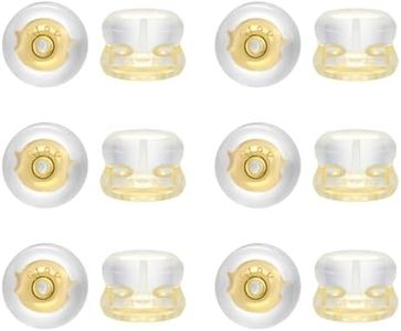 Gold Earring Backs, 18K Gold Rubber Earring Backs for Studs Droopy Ear, 12pcs Clear Earring Backs Replacement Comfort Secure Backs for Heavy Earrings