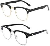 Pro Acme Glasses Semi Rimless Frame Filter Blue Ray Computer Glasses（Matte Black丨Gold+Black丨Silver 2Pack）
