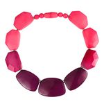 ZAVANA Purple and Pink Statement Necklace for Women and Teen Girls, Handmade Boho Chic Chunky Necklace for Women in Pink and Purple, Elegant Trendy Bohemian Costume Jewellery for Women