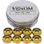 Yellow Jacket Premium Skateboard Bearings – Titanium Coated, Ceramic Balls – Pro Longboard Bearings – High Speed, Precision for Skateboards, Longboards, in-Line Skates – Pack of 8 (Gold Venom)