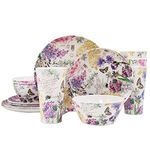 DAPOTO Melamine Dinnerware Set for 4-16 Pcs:Camping Dishes Set with Dinner Plates,Salad Plates,Cups and Bowls.Lightweight and Unbreakable.Indoor and Outdoor Use.