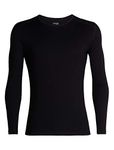 Icebreaker Men's Tech Base Layer Long Sleeve Crew Neck Top - Black, Small