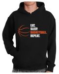 Tstars Basketball Hoodie Eat Sleep Repeat Sweatshirt Gifts for Player Fan Mens Hoodie Large Black