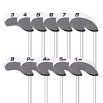 11pcs/Set Neoprene Iron Headcover Set with Large No. for All Brands Callaway,Ping,Taylormade,Cobra Etc. (Grey & White)