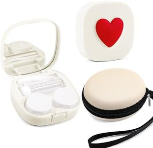 FEISEDY Portable Cute Contact Lens Case Remover Tool With Mirror Tweezers Kit for Women and Girl B0081