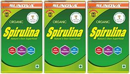 SUNOVA Organic Spirulina Capsules - Nature's Own Superfood and Nutritional Supplement, Spirulina for Full Body Support - 60 Capsules x Pack of 3