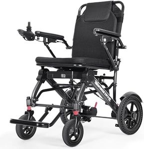 TopMate EW10 Electric Wheelchair for Seniors Adults Lightweight Foldable, Elderly Power Motorized Wheelchair with Dual Motor, LED Light & Removable Battery 24V 12.5A Airline Approved - Black