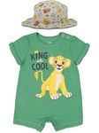 Disney Lion King Simba Newborn Baby Boys Romper and Bucket Sun Hat Green 3-6 Months