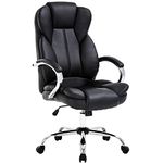 BestOffice Ergonomic Office Chair Desk Chair PU Leather Computer Chair Executive Adjustable High Back PU Leather Task Rolling Swivel Chair with Lumbar Support (Black)