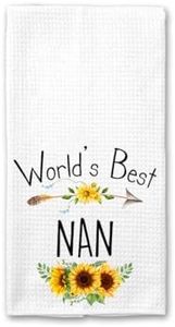 World's Best Nan Nan Kitchen Towel, Floral Sunflower Kitchen Towel, Best Nan Nan Ever, Gift Mothers Day Birthday Christmas Thanksgiving for Nan Nan, Soft and Absorbent Kitchen Tea Towel