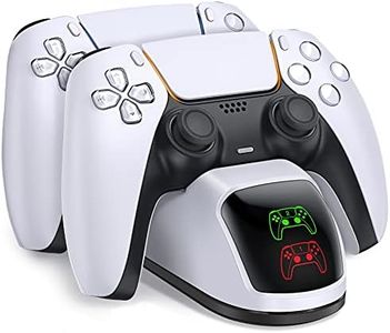 HEYLICOOL PS5 charging station,PS5 controller charger for Playstation 5 DualSense Controller,PS5 controller charging dock for Sony PS5 Remote w/Fast Charging Type C Cable White