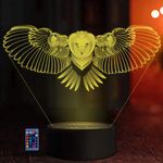 HPBN8 Ltd Optical Illusion 3D Owl Lamp Night Light 7/16 Colors Changing USB Powered Remote Control Touch Switch LED 3D Lamp Xmas Brithday Room Decoration