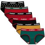 INNERSY Ladies Underwear Cotton Knickers for Women Multipack Mid Rise Sport Briefs Pack of 6 (16, Christmas Collection)