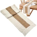 Table Runner, Natural Hessian Dining Table Runner Rustic Cotton Linen Table Runner with Tassels Home Holiday Party Decor Table Centrepiece Fireplace Mantle Runner 30cm/12inch Width (S1, 180cm/72in)