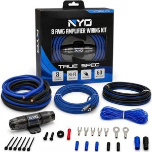 8 Gauge Amp Wiring Kit for Car Audio Systems, Subwoofers, Speakers and Amps