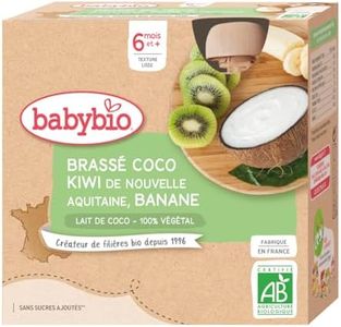 Babybio Brassés Végétaux Gourdes Brassé Lait de Coco Kiwi Banane, 4 x 85g
