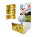 MAKEABALL 2-Pack Golf Ball Display Stand | Holds 1 Golf Ball, and 1 Scorecard of Photo | Solid Acrylic | 1Golf Tees (2-Pack - Golf Ball w/ Photo Display)