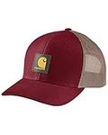 Carhartt Men's Rugged Flex Twill Mesh-Back Logo Patch Cap, Carhartt Burgundy, One size