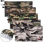 Canvas Tool Pouch Zipper Bag - 5 Pack Heavy Duty Utility Camo Bags with Carabiner, Multi-Purpose Storage Organizer Clip on Tote Pouches 12.5 x 7-Inch