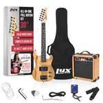 LyxPro 30 Inch Electric Guitar and Starter Kit for Kids with 3/4 Size Beginner’s Guitar, Amp, Six Strings, Picks, Shoulder Strap, Digital Clip On Tuner, Guitar Cable and Soft Case Gig Bag - Natural