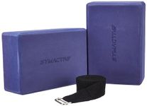 Amazon Brand - Symactive High Density Premium EVA Foam Yoga Blocks with Yoga Belt/Strap for Strength, Balance, and Flexibility, Odour Resistant, Regular Size (3 x 6 x 9 inches, 8 feet belt, Set of 2, Multicolor)