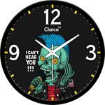 Clarco Monster Theme Analogue Round Plastic Wall Clock with Glass for Home/Living Room/Bedroom/Kitchen/Kids Room/Office (12 x 12 Inch / 30 x 30 cm)(WL_1048L)