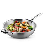 AGARO Regency Triply Wok 26CM, 3.0L, 2.5mm Thick Body, Induction & Gas Compatible, Rivetted Handle