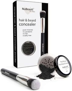 Men’s Beard, Mustache & Hair Root Touch Up Powder – Bald Spot Cover Powder – No Fragrance, Talc or Parabens – Hair Cover Hairline Powder by NuBeauti (Black, With Brush)