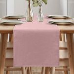 Modern Spring Table Runner, Washable, Linen Look, Table Runner, Water-Repellent, Table Runner for Dining Room, Party, Holiday Decoration (Dusky Pink, 40 x 140 cm)