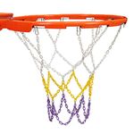 Metal Basketball Net Chain Outdoor, Chain Basketball Net Rust Proof Outdoor, Basketball Hoop Chain Net Replacement (Gold Purple)