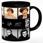 CHHAAP One Direction Signature Army Mugs Gift for Music Lovers Kids Brother Sister Son Daughter Boys Girls Hd Printed HD Printed NDB16 Microwave Safe Black Ceramic Coffee Mug (350 ml) (MB4 02)