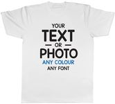 Shopagift Personalised T-Shirt Any Text Photo Message Image Mens Womens Funny Printed Custom Tee Gift White