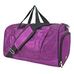 NGIL Glitter Cheers Sports Gym Duffel with Shoe Compartment, Glitter-Purple