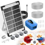 8W Solar Pond Aerator, AMZtime Dual-Pump Solar Air Pump for Pond, 3 Modes Solar Pond Oxygenator, Strong Bubbles on High Mode, Solar Air Pump for Garden, Fish Tank, Aquarium, Hydroponics