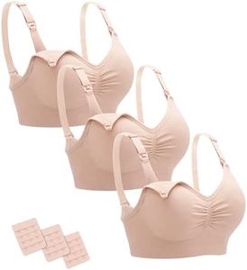 Stelle Nursing Bras Maternity Bra for Breastfeeding Pregnancy Wireless Bralette with Pads, Extenders (3 Almond,S)