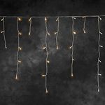 Konstsmide Battery Icicles Light Curtain 4x D 1.5 V Battery Operated Fairy Lights IP44 with Light Sensor 6H + 9H Timer 80 Warm White LEDs 3m White Cable