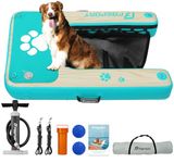 FBSPORT Dog Pool Boat Ramp Inflatable 47 * 40inch, Non-Slip EVA Dog Dock Water Ramp Ladder for Lake, Floating Safe Puppy Boat Stairs Up to 200 LBs Large, Easy Access Platform with Carry Bag