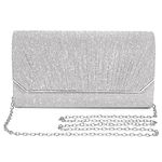 Asvert Evening Bag Women's Clutch Elegant Bridal Bag Handbag Wedding Women's Chain Bag Girls Small Shoulder Bag for Party Leisure, silver, Contemporary