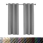 WUXXIANG Blackout Curtains Bedroom 250 x 100 cm Thermal Insulated Soundproof, Elegant Eyelet Curtains Pleated Curtains & Drapes, with Blackout Lining, for Home Fashion Decor, Light Grey