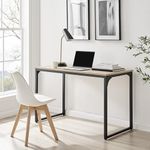 Furniturebox UK Kendrick Oak Wood Effect Desk 120cm for Home Working Executive Study Gaming Office Desk Scratch Resistant Melamine Desk with Black Legs Industrial Contemporary Office Furniture