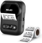 NELKO P110 Label Makers, Portable Bluetooth Thermal Label Printer, Label Maker Machine with Tape for Address, Home, Office, Organization, Compatible with Android & iOS System, with 1 Roll Label, Black