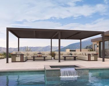 PURPLE LEAF Louvered Pergola 14' × 24' Outdoor Hardtop Gazebo Sun Shade with Adjustable Canopy Patio Aluminum Retractable Roof for Outside Deck Backyard Pavilion