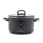 GreenPan 6-in-1 4QT Electric Ceramic Slow Cooker with Glass Lid, Multifunction Presets, Hard Anodized PFAS-Free Removeable Nonstick Crock, Dishwasher Safe, Auto Warm, Delay Timer, Stews, Reheat, Black