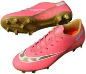 Low Leather Soccer Cleats - Professional-Grade with Lace-Up - Ideal for Training & Competition on Firm Ground & Turf - Unisex, Men, Women, Boys & Girls, Pink, 8 Women/6.5 Men