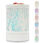 Enaroma Scented Oil Wax Melts Warmer with 7 Colors Changing Led Light White Forest Design Fragrance Candle Warmer for Home Décor